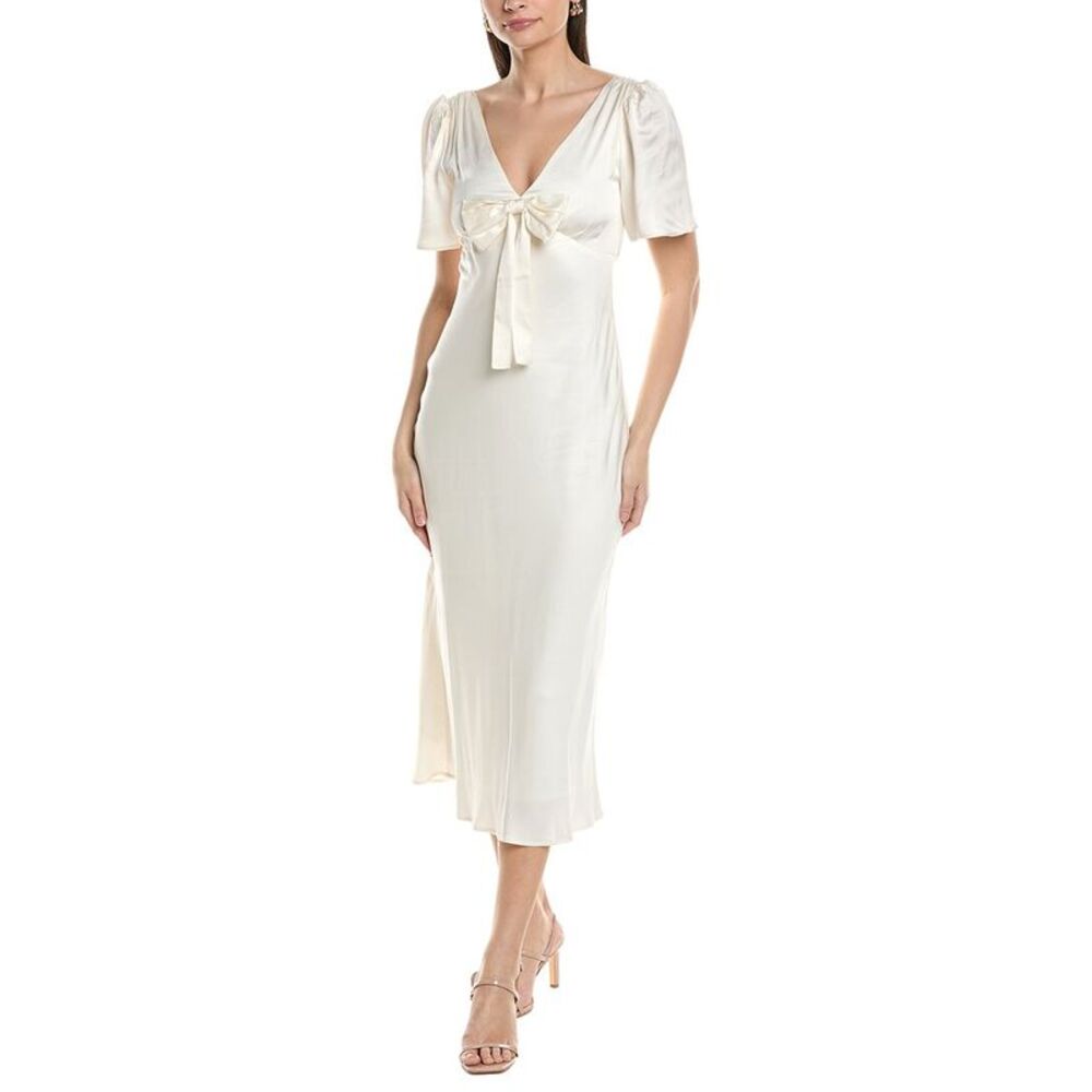 Jl Luxe Womens  Short Sleeve Midi Dress, Ivory